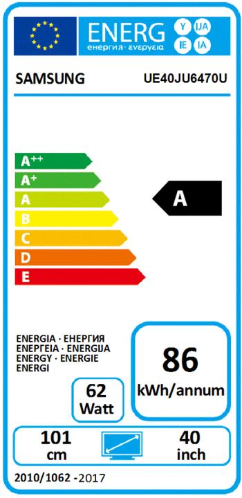 Label énergétique Samsung Ue40ju6470 (40", 4K)