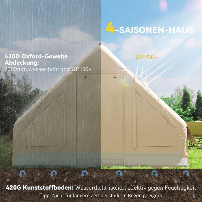 Actual product image Swisshandel24 Aufblasbares Campingzelt Aufblasbares Zelt mit Fenster, Tür für 3 Personen Sand (Inflatable tent, 18 kg, 3 persons)