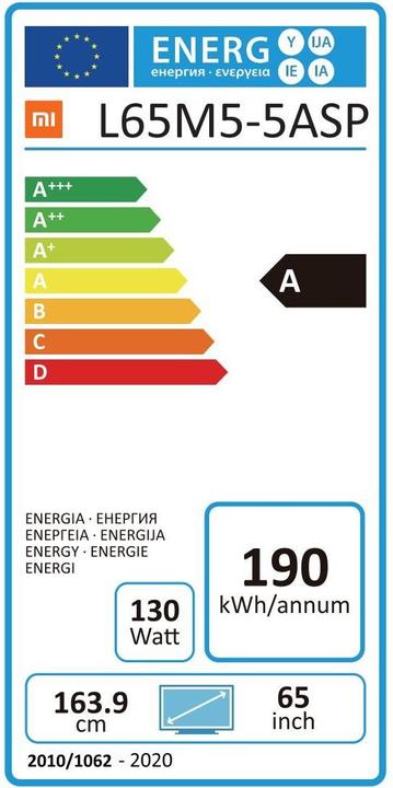 Energie-Label Xiaomi L65M5-5ASP (65", LCD, 4K)