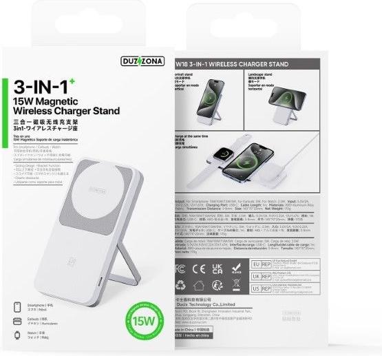 Produktbild Dux Ducis DUZZONA - W19 3 in 1 Slide Wireless Ladegerät - Weiss (15 W)