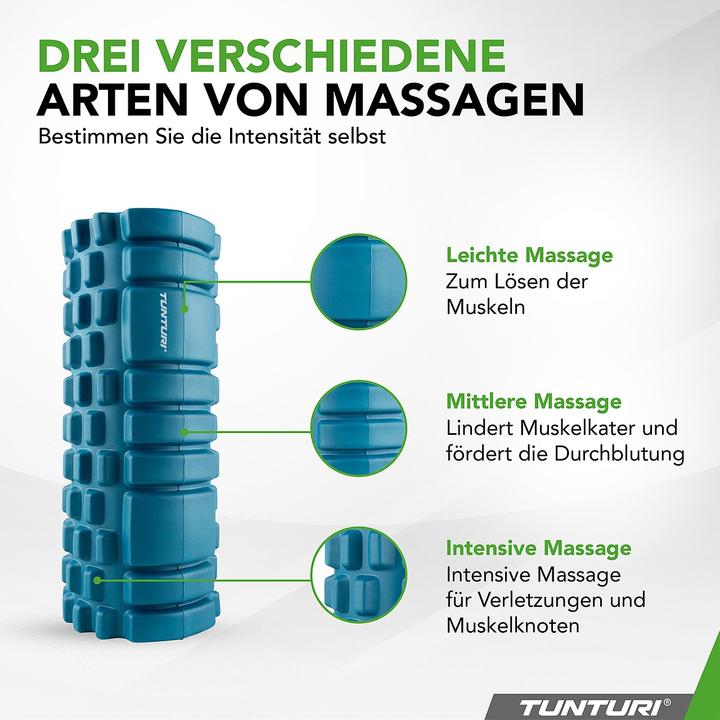 Actual product image Tunturi Yoga Massage Roller 33 cm Petrol Blue