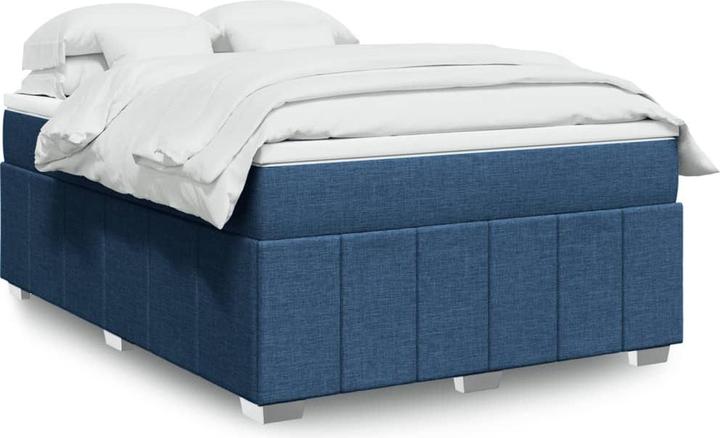 Actual product image VidaXL Box spring bed Upholstered bed Double bed Mattress Blue 160x200cm Fabric (160 x 200 cm, 160 x 200 cm)