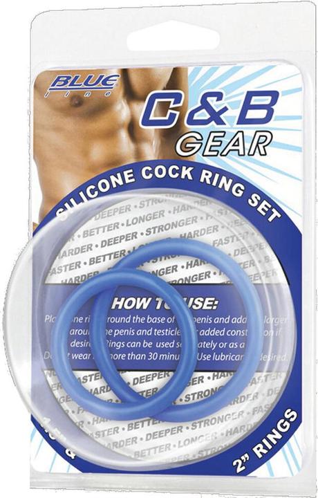 Actual product image Blue Line C&B GEAR Silicone Cock Ring Set - Blue