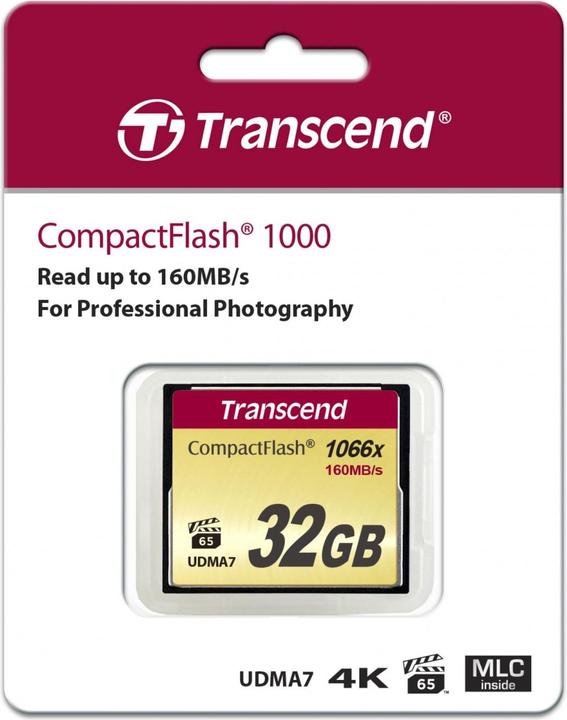 Actual product image Transcend 32 GB CompactFlash card with 1000x write speed (32 GB, CF)