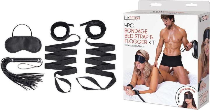 Image du produit Lux Fetish 4 PC Bondage Bed Strap & Flogger Kit