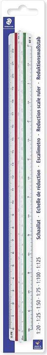 Produktbild Staedtler Dreikant-Massstab Mars 561 98-1BK, weiss aus Kunststoff, farbige Hohlkehlen, geprägte Teilung (366 mm)