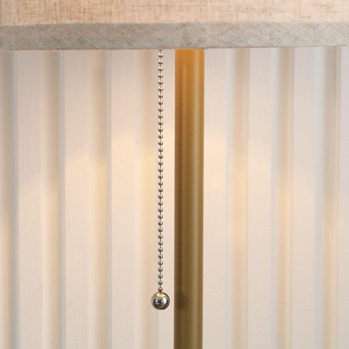 Actual product image Swisshandel24 Stehlampe Wohnzimmer Stehleuchte mit Leinen Lampenschirm, Zugkettenschalter (E27)
