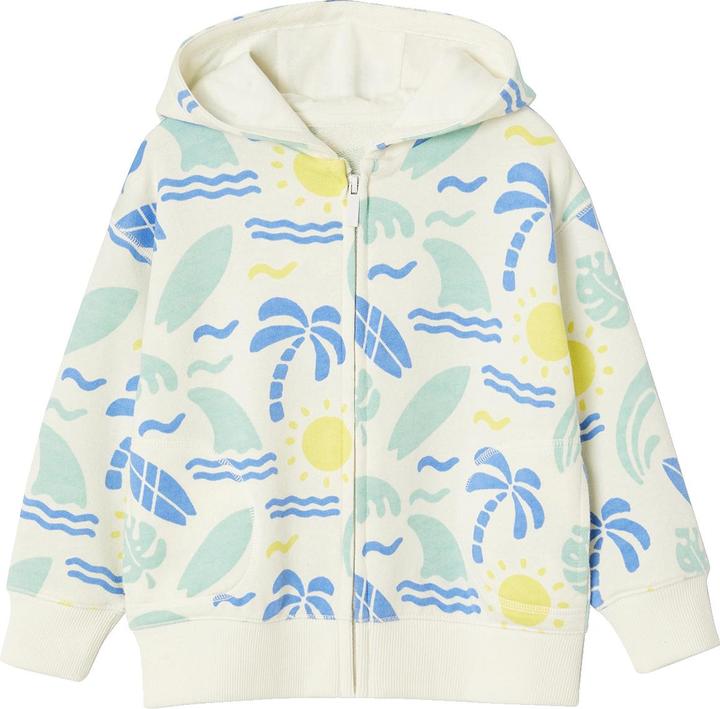 Vertbaudet Jungen Kapuzensweatjacke mit Surferprints allover