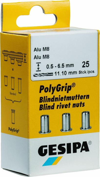 Produktbild Gesipa Blindnietmutter PolyGrip® Nietschaft dxl 7x13,5mm M5 Alu 50 St.