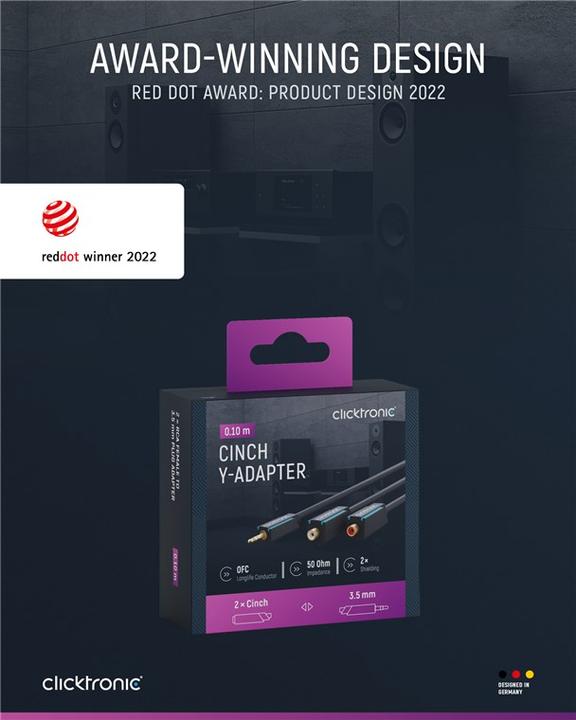 Image du produit Goobay Adaptateur Y MP3 (0.10 m, Jack 3,5 mm (AUX), RCA)