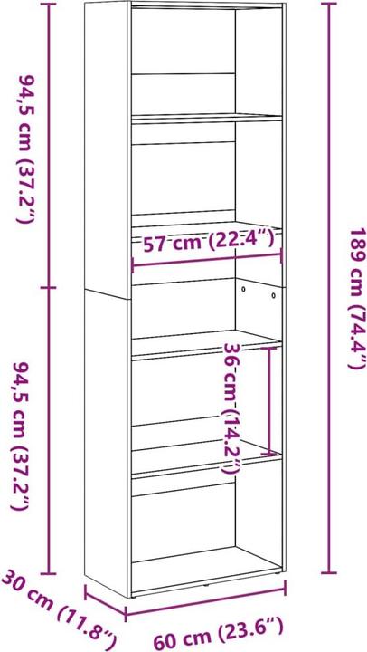 Valori nutrizionali e ingredienti VidaXL Banning (30 x 60 x 189 cm)