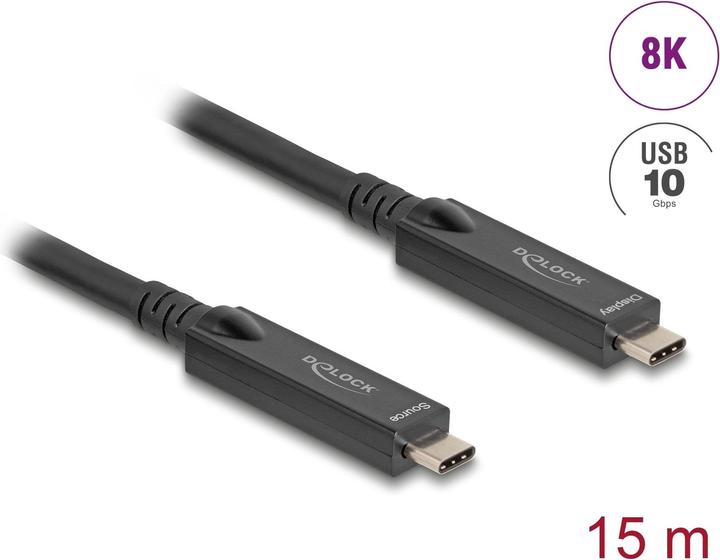 Actual product image Delock Active optical USB-C 8K video + data + PD cable 15 m (15 m, USB 3.2 Gen 2, 60 W)