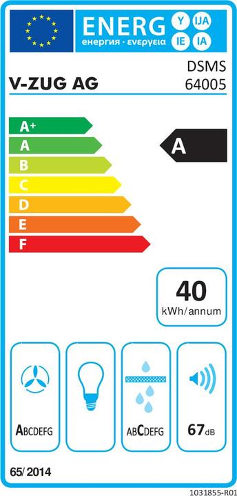 Energy Label V-Zug Dsms (Wall hood)