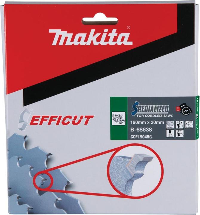 Actual product image Makita CCF19045G SPECIALIZED EFFICUT saw blade 190 x 30 x 1,0 mm ( B-68638 ) 45 teeth for wood