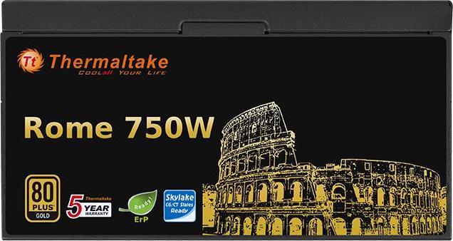 Produktbild Thermaltake Rome 750W Netzteil 80Plus GOLD zertifiziert 14cm Luefter, ATX 12V V2.3 u. EPS 12V, flache Kabel,... (750 W)