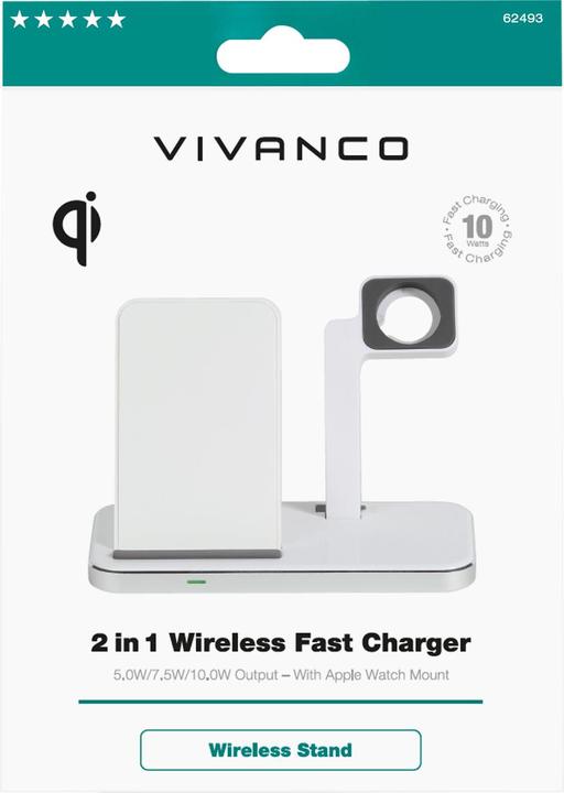 Produktbild Vivanco kabelloses Ladegerät 2in1 Wireless Fast 10W (62493) (10 W)