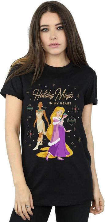 Actual product image Disney Womens/Ladies Princess Holiday Magic In My Heart Cotton Boyfriend T-Shirt (XXL)