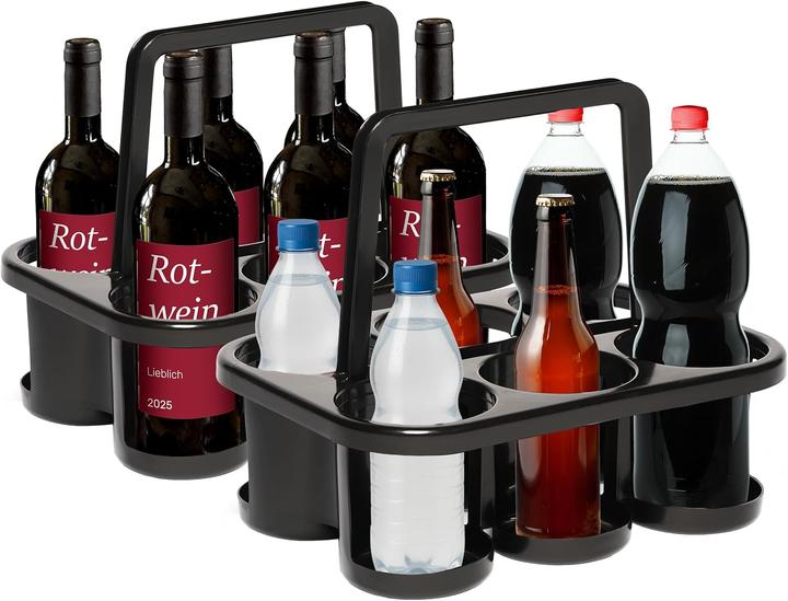 Actual product image Novaliv 4X Flaschenträger für 24 Flaschen - Stabiler Halt - Getränkekorb Kunststoff, Stapelbar, 32x2