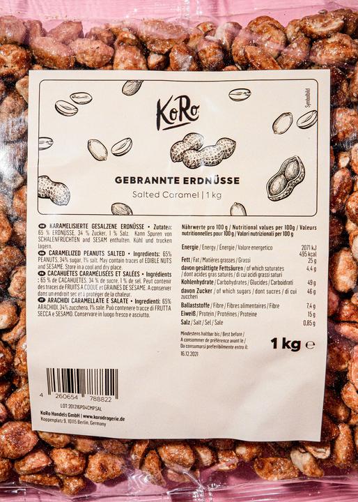 Valori nutrizionali e ingredienti KoRo Arachidi salate caramellate (1000 g)