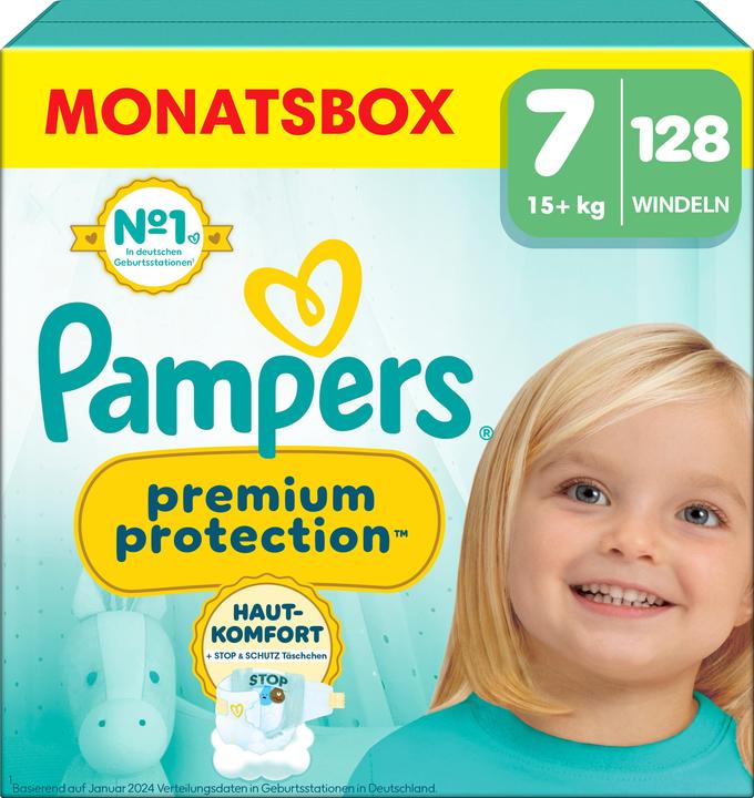 Pampers Premium Protection (Gr. 7, Monatsbox, 128 Stück)
