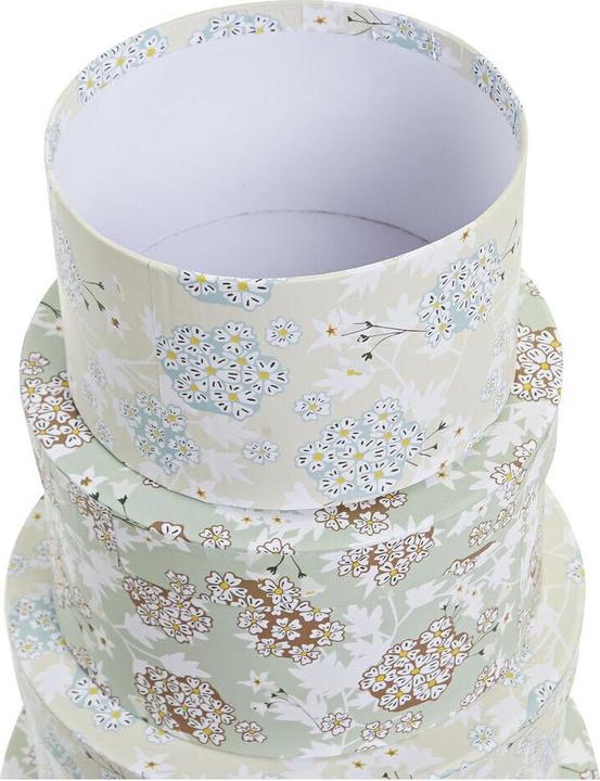 Produktbild DKD Home Decor Set of Stackable Organising Boxes Beige Green Cardboard (37,5 x 37,5 x 18 cm)