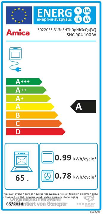 Energy Label Amica SHC 904 100 W