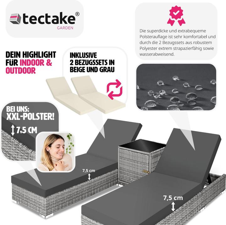 Image du produit tectake Bains de soleil (184 cm)