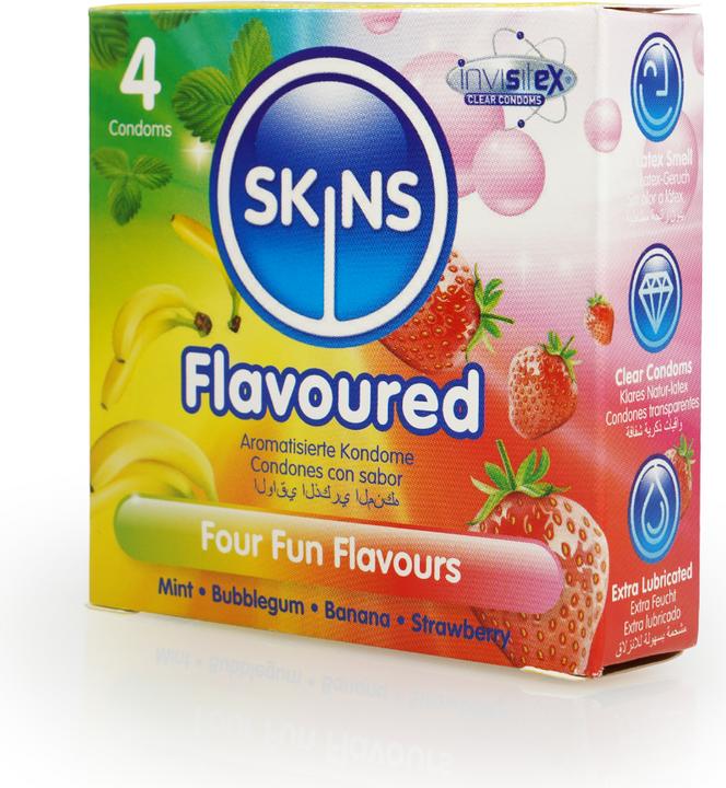 Actual product image Skins Flavoured" Fun Flavours, flavour mix of 4 delicious condoms - without latex odour (4 pcs.)