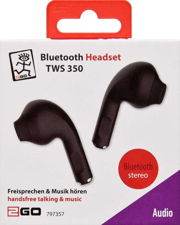 Actual product image 2GO Bluetooth headset TWS 350 black (Wireless)
