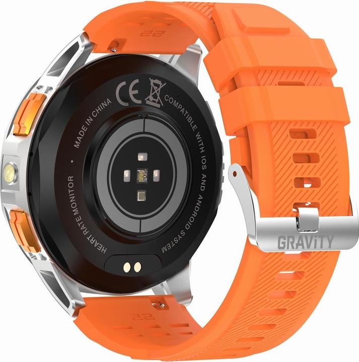 Image du produit Gravity GPS GT24-4 Herren-Smartwatch, schwarzes Silikonarmband + orangefarbenes Silikonarmband
