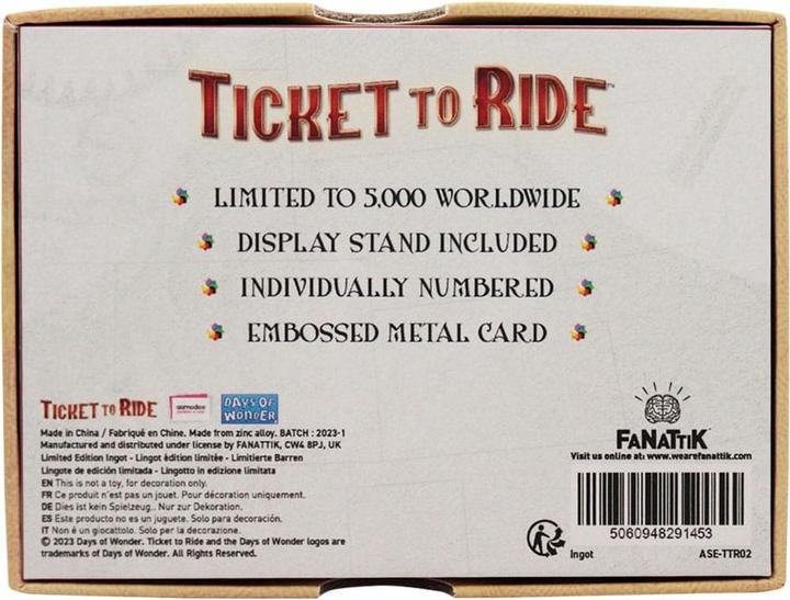 Actual product image Fanattik Ticket to Ride Ingot Trans America Express Limited Edition