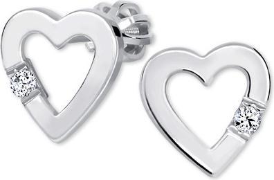 Brilio Silver - Heart earrings with crystal 436 001 00418 04