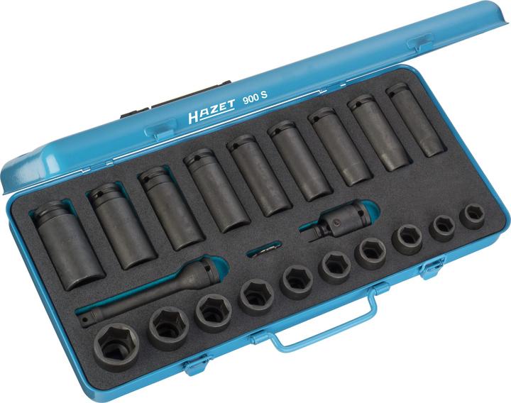 Actual product image HAZET Impact socket set 900S ∙ Square, hollow 12.5 mm (1/2 inch) ∙ Outside hexagon traction profile… (16 mm, 25 mm, 19 mm, 26 mm, 17 mm, 18 mm, 20 mm, 13 mm, 22 mm, 15 mm, 14 mm, 21 mm, 24 mm, 27 mm, 23 mm)