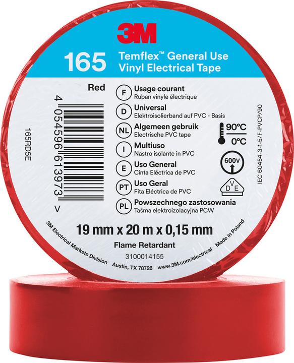 Actual product image 3M Ruban adhésif isolant électrique Temflex Vinyle (19 mm)