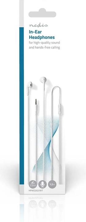 Immagine prodotto Nedis Cuffie con cavo | 3,5 mm | Lunghezza cavo: 1,20 m | Microfono incorporato | Bianco (Cablato)