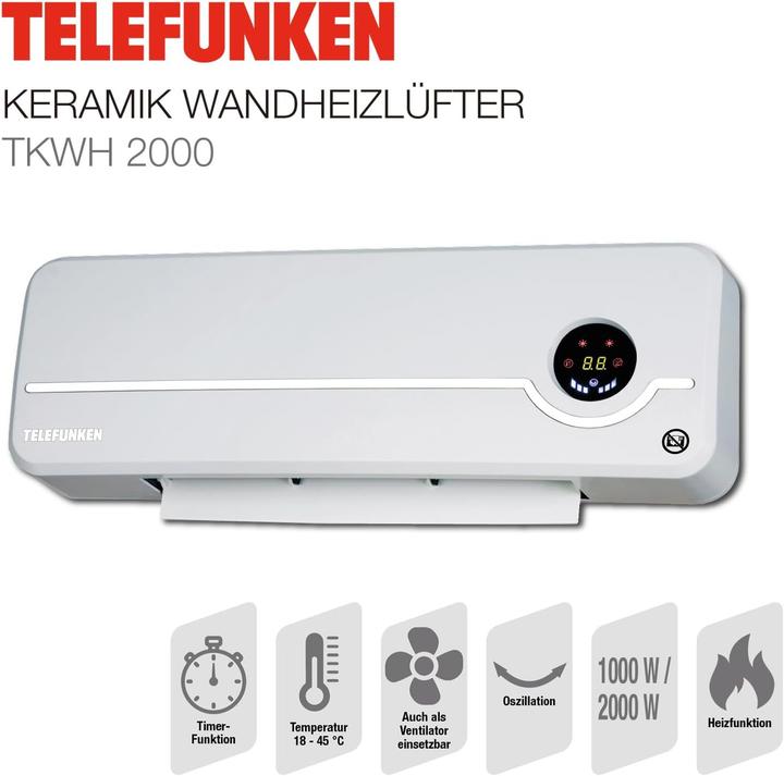 Produktbild Mauk TKWH 2000 Wandheizlüfter mit Oszillationfunktion (2000 W)
