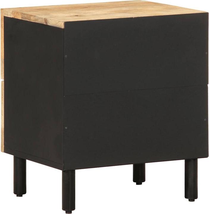 Actual product image VidaXL Bedside table Bedside cabinet Bedside chest of drawers Bedside console Black Rough mango wood (40 x 33.5 x 46 cm)