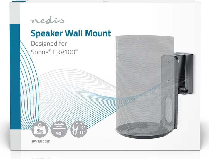 Produktbild Nedis Lautsprecherhalter - Kompatibel mit: Sonos Era100 - Wand - 3 kg - Drehgelenk/Neigung - kippbar (1 Stk., Wandmontage, Neigbar, Drehbar)