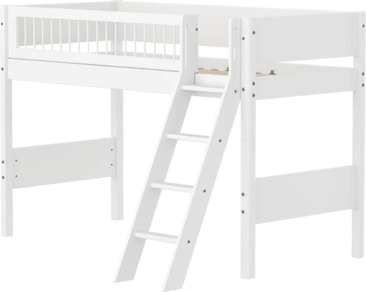 Produktbild Flexa WHITE mittelhohes Bett mit Sprossen und Schrägleiter, 90x200 cm, Weiss (90x200)