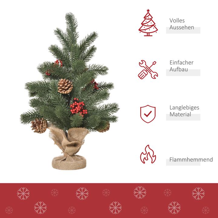 Image du produit Homcom Arbre de Noël artificiel pour la table avec socle emballé dans une toile de jute