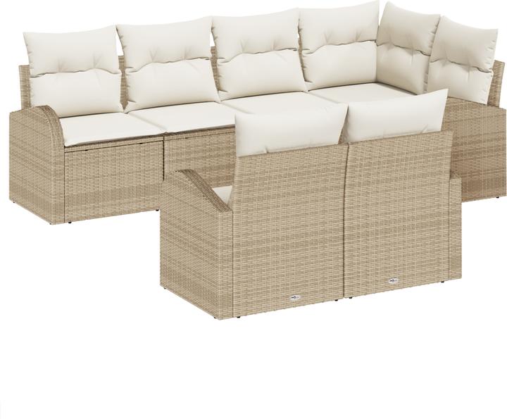 Actual product image VidaXL 7-piece garden sofa set with cushions Beige poly rattan