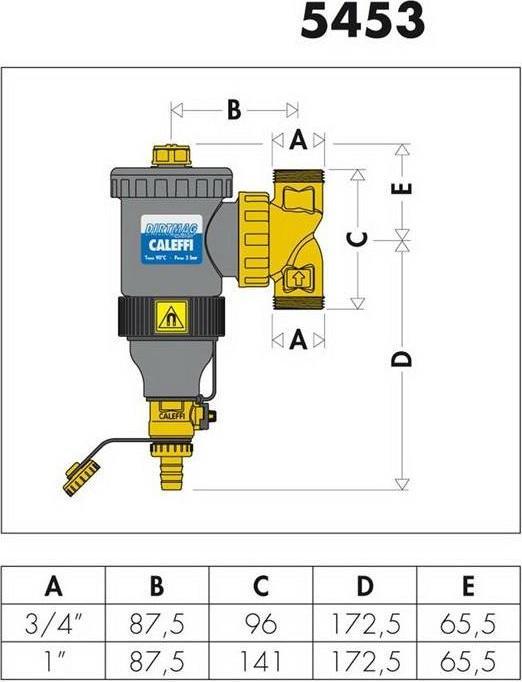 Produktbild Caleffi Schlammabscheider DIRTMAG mit Magnet, aus Technopolymer 1Zoll