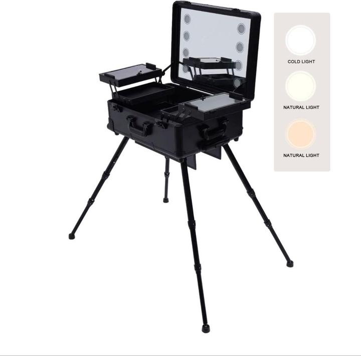 Actual product image Bate Schminkkoffer Trolley Mit LED-Spiegel, Bluetooth-Lautsprecher Eva L