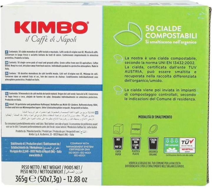 Nutritional values and ingredients Kimbo ESE PADS CAPRI, 50x (50 x Port.)