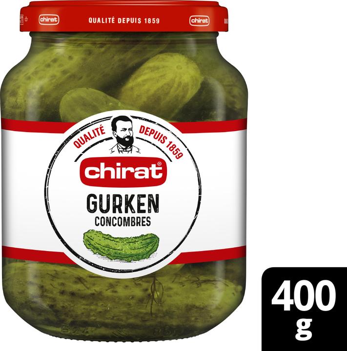 Chirat Essig Gurken, Essiggemüse ideal für Sandwich, Salat, Picknick, Grillieren, Fondue oder Snack (400 g)