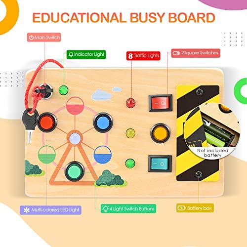 Produktbild Activity Board Busy Board, Lichtschalter Spielzeug - Motorikwand Sensory aus Holz LED Ampel