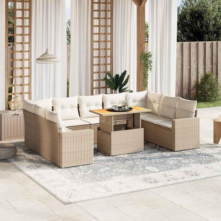 Produktbild VidaXL Gartenmöbel Sofa Garnitur Gartengarnitur Garten Sitzgruppe 10-tlg. Beige