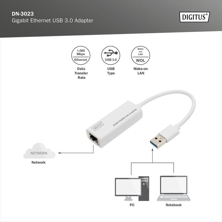 Image du produit Digitus Dn-3023 (USB 3.0, RJ45 (1x))