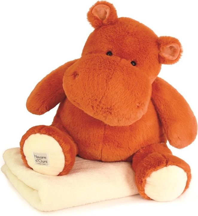 Actual product image Doudou et Compagnie Hippo with cuddly blanket terracotta, 45cm (45 cm)