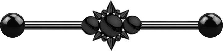 Immagine prodotto Star Piercing Barbell nero due palle tre palle con coni (Acciaio chirurgico 316L, senza ottone)